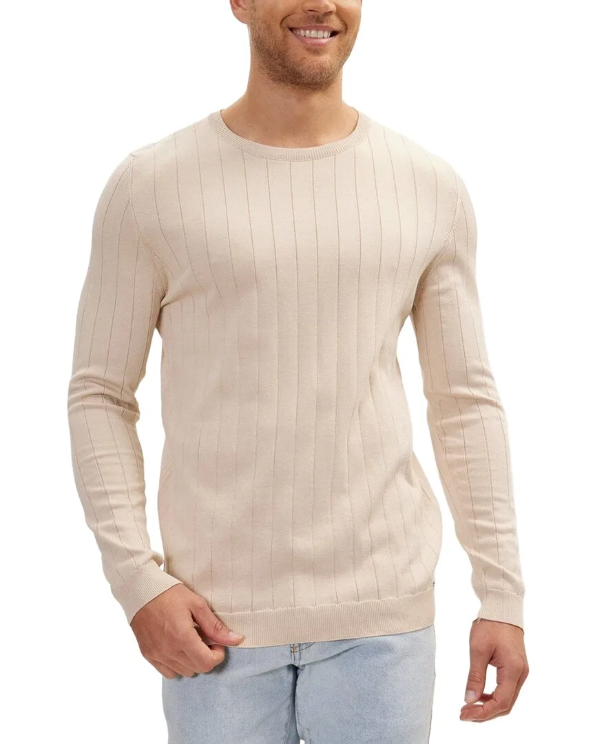 Slip-Stitch Crew Neck Long Sleeve Sweater