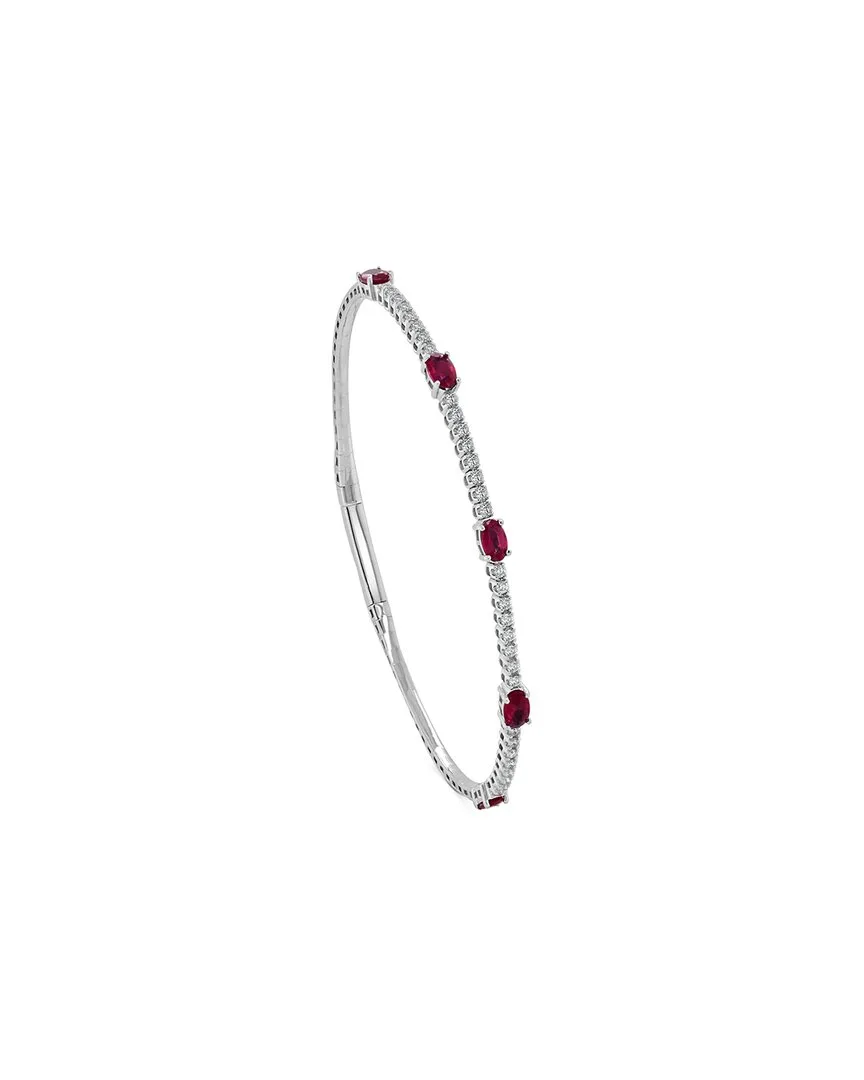 14K 1.93 ct. tw. Diamond & Ruby Flexible Station Bangle by Sabrina Designs