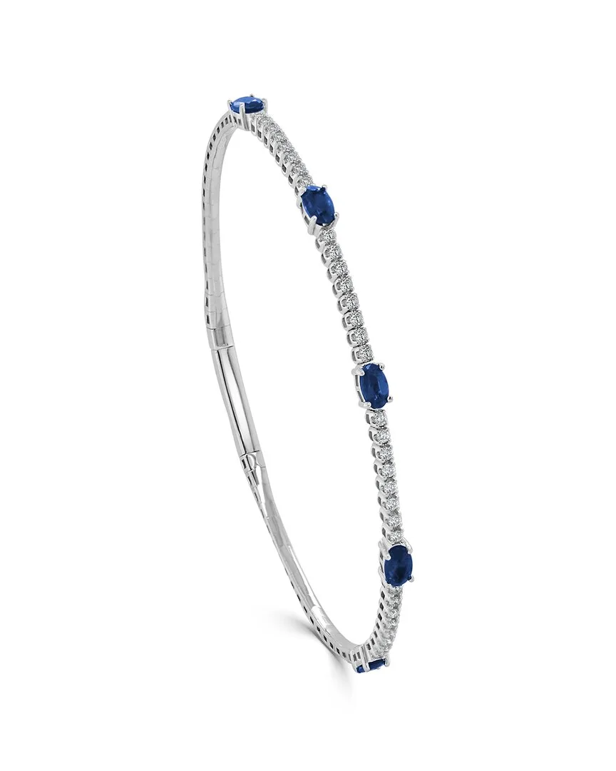 14K 1.93 ct. tw. Diamond & Sapphire Station Bangle Bracelet by Sabrina Designs