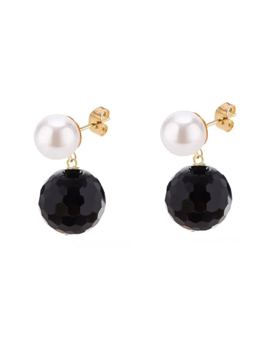 18K Plated 24.75 ct. tw. Onyx 6mm Earrings