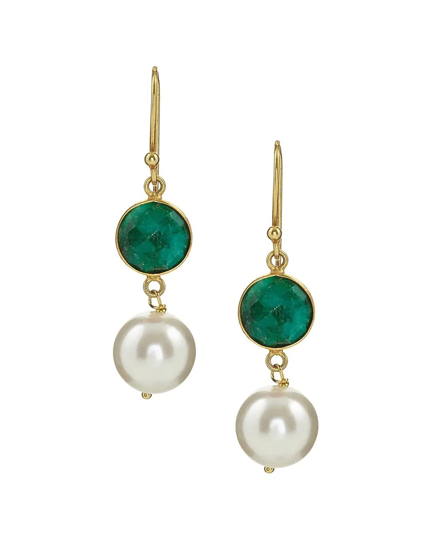 18K Over Silver Emerald Earrings by Liv Oliver