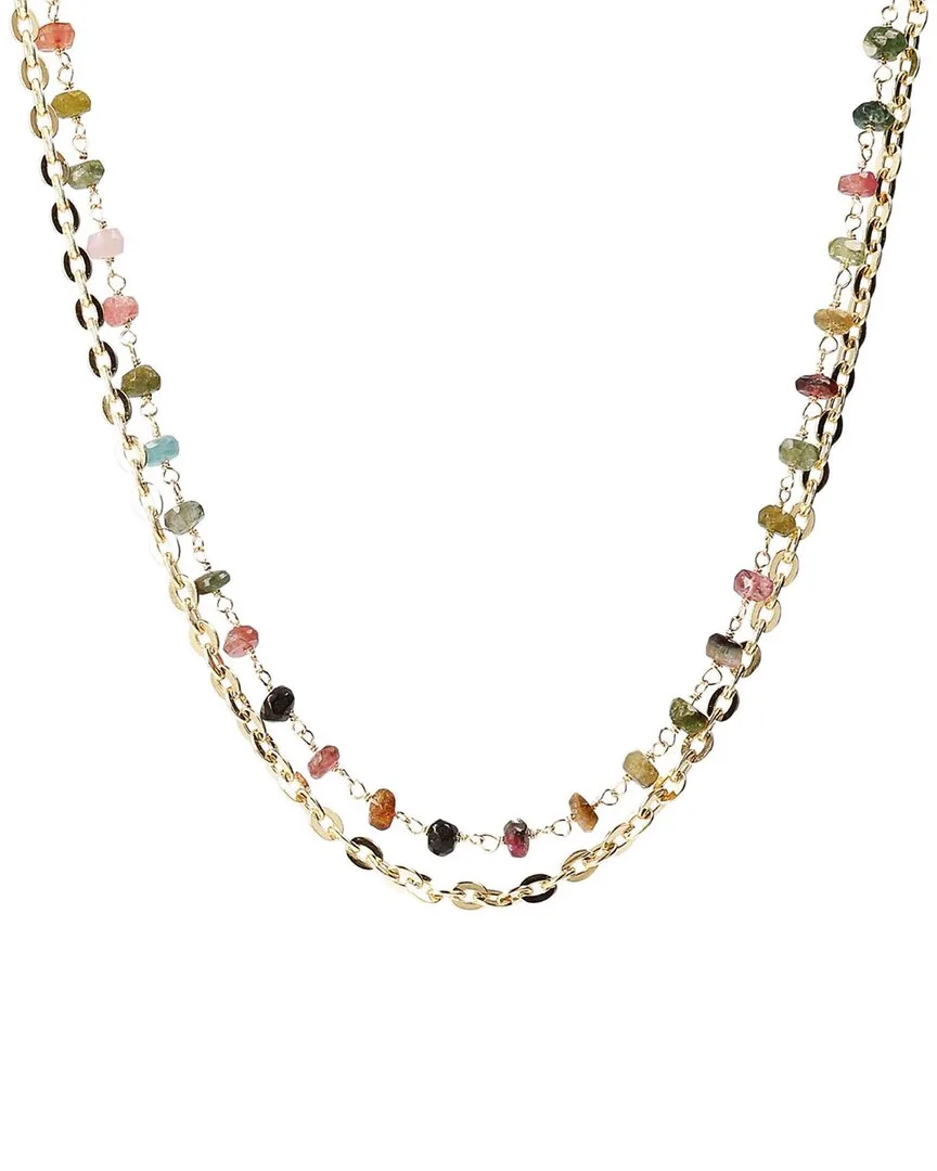 18K Plated 45.00 ct. tw. Tourmaline Layered Necklace by Liv Oliver