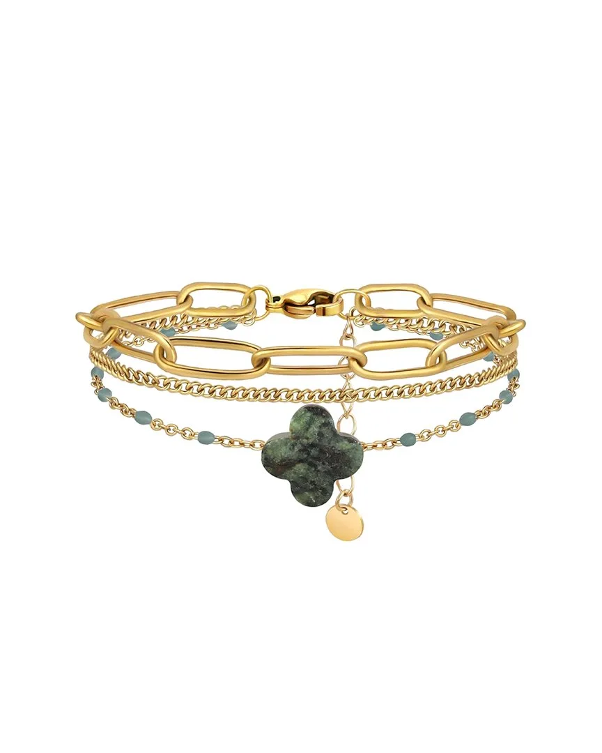 18K Plated African Jade Motif Bracelet by Liv Oliver