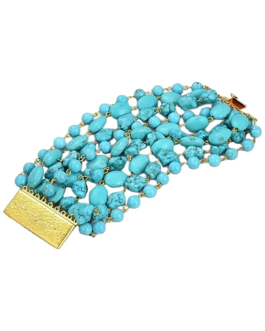 18K Plated Turquoise Statement Bracelet by Liv Oliver