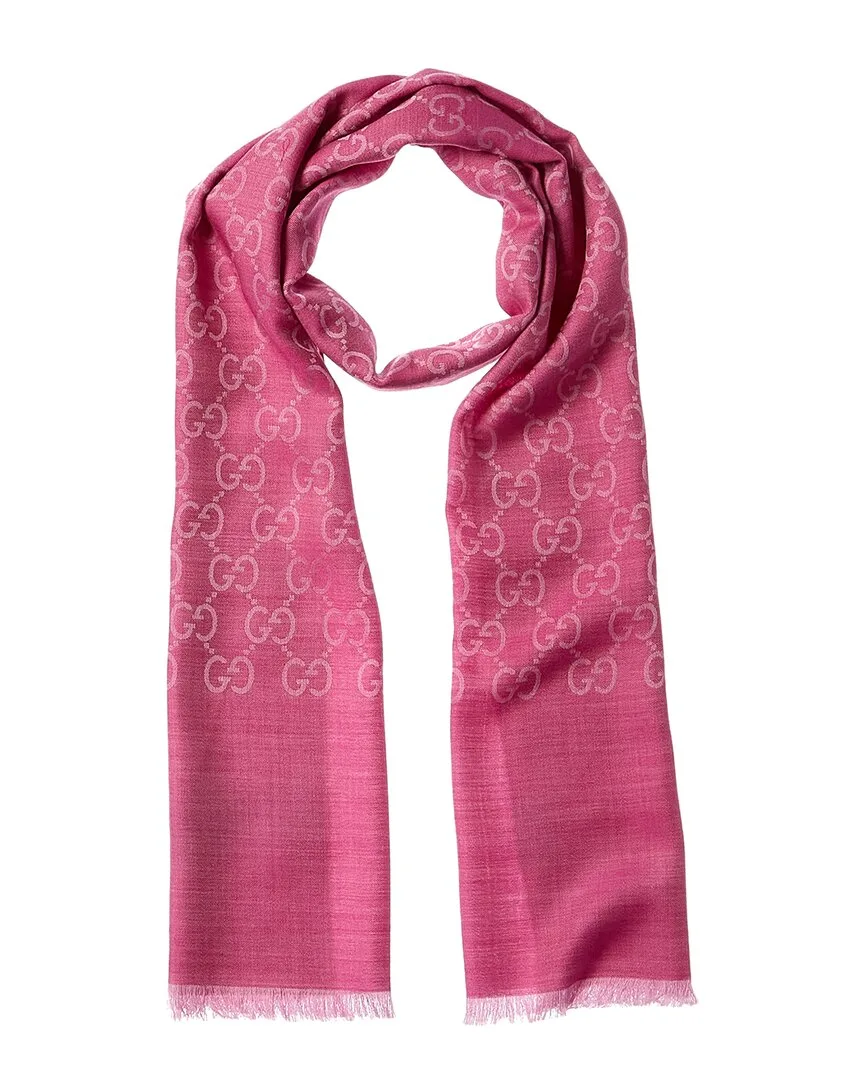 Logo Small Jacquard Wool & Silk-Blend Scarf