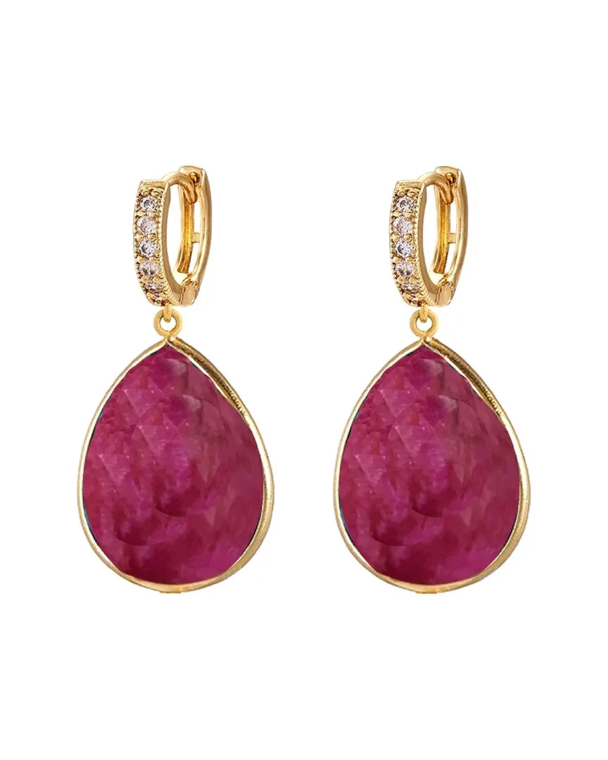 18K Plated 25.00 ct. tw. Treated Ruby Cz Embellished Earrings