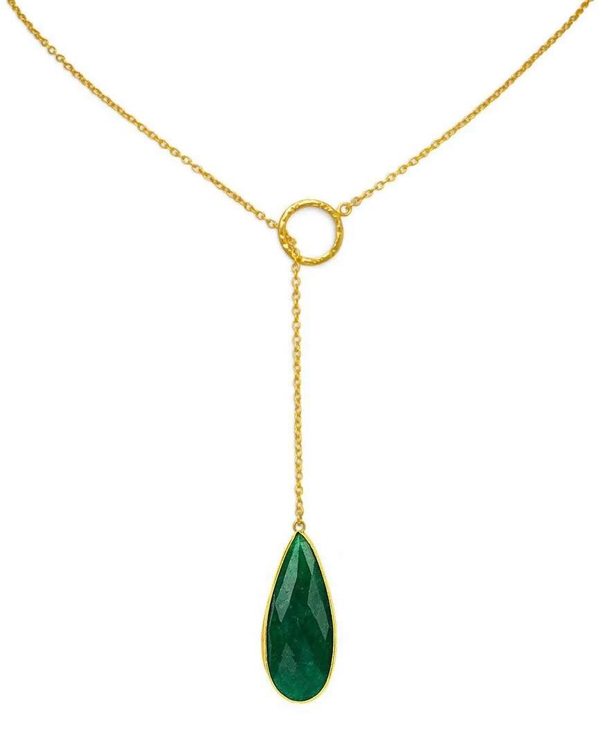 18K Plated 25.00 ct. tw. Emerald Lariat Necklace by Liv Oliver