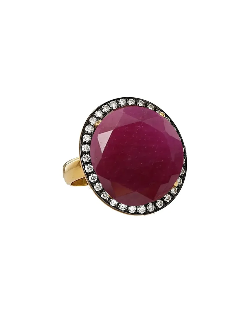 18K Plated 19.20 ct. tw. Rubies Ring by Liv Oliver