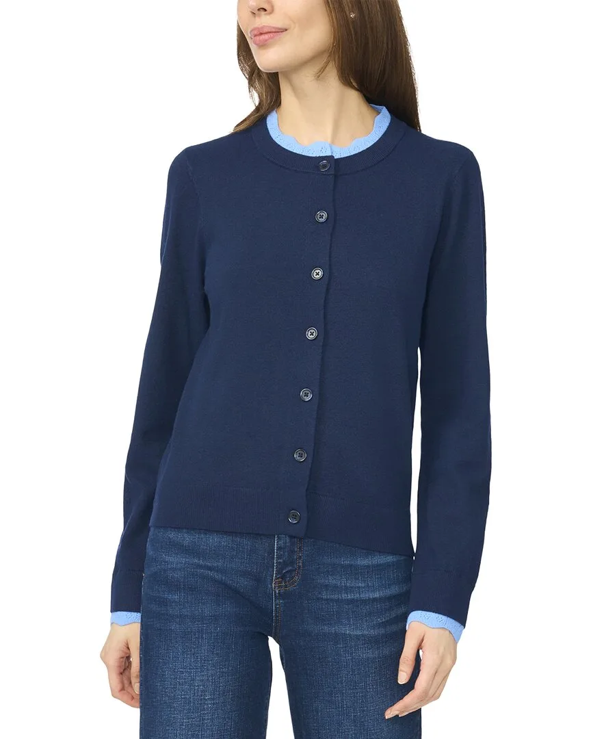 Double Trim Crew Neck Cardigan