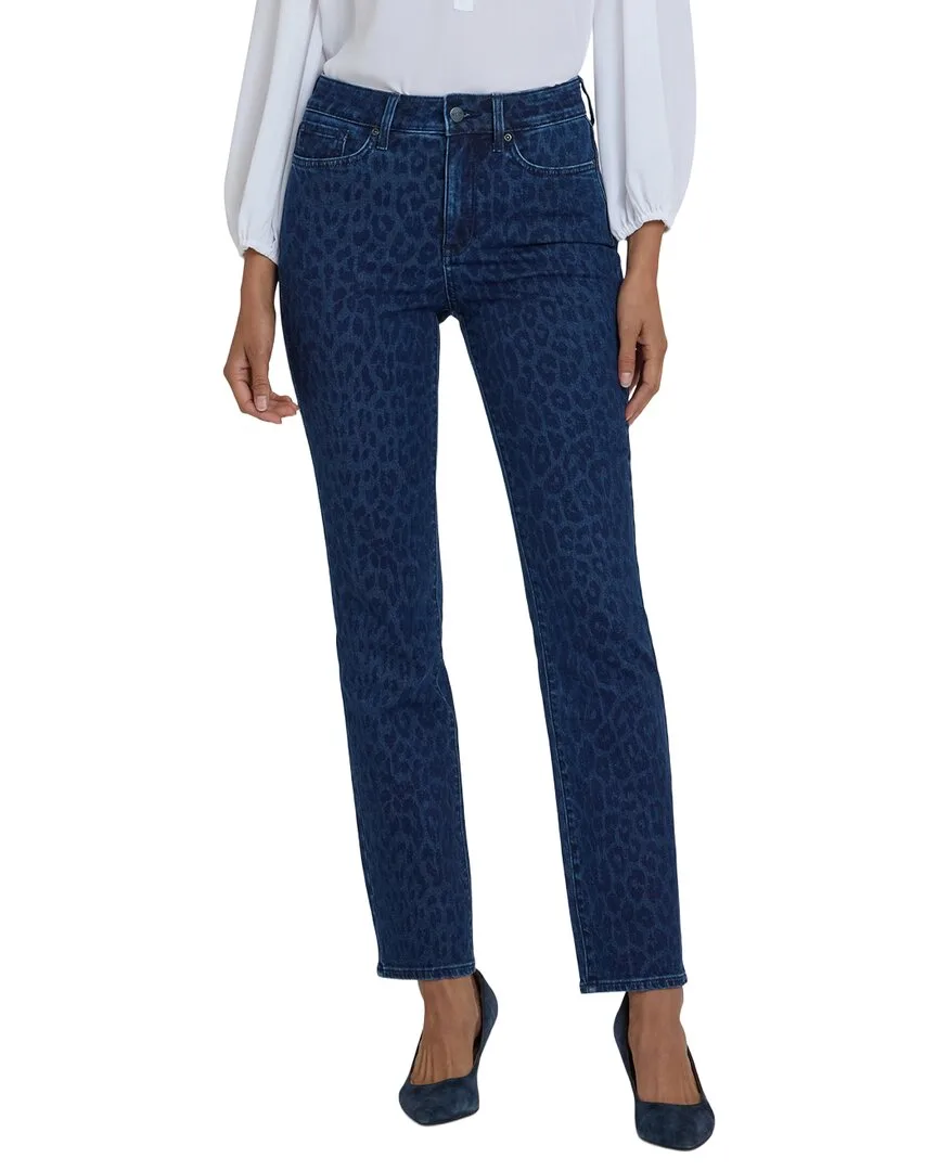 Marilyn Dark Denim Leopard Print Straight Leg Jean