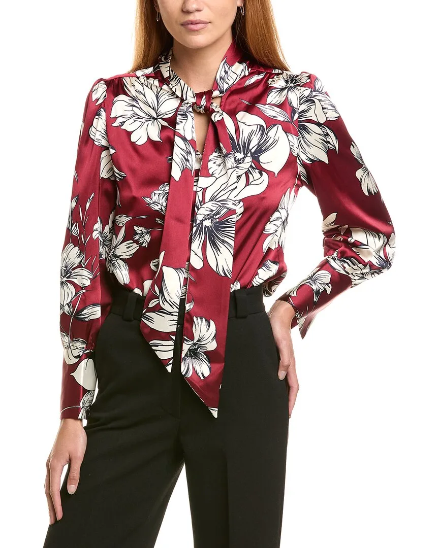 Blossoming Tie Neck Popover Blouse