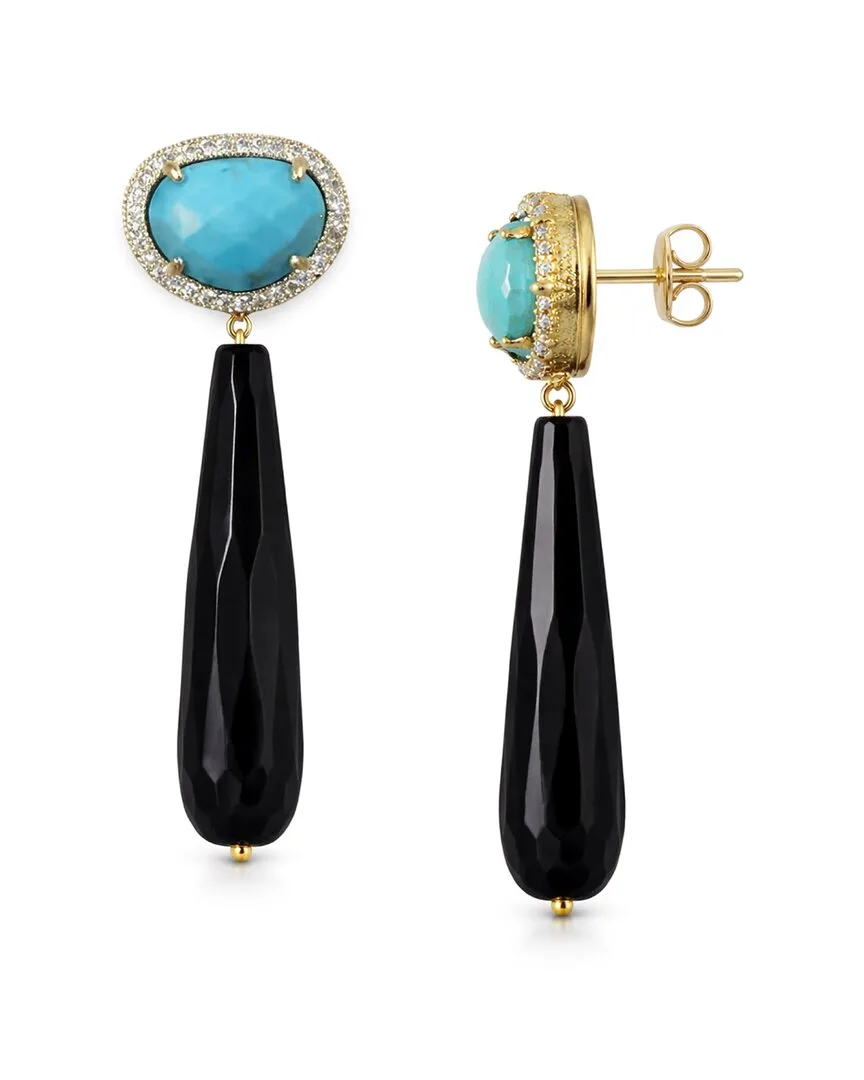 18K Plated 65.00 ct. tw. Turquoise Cz Statement Earrings