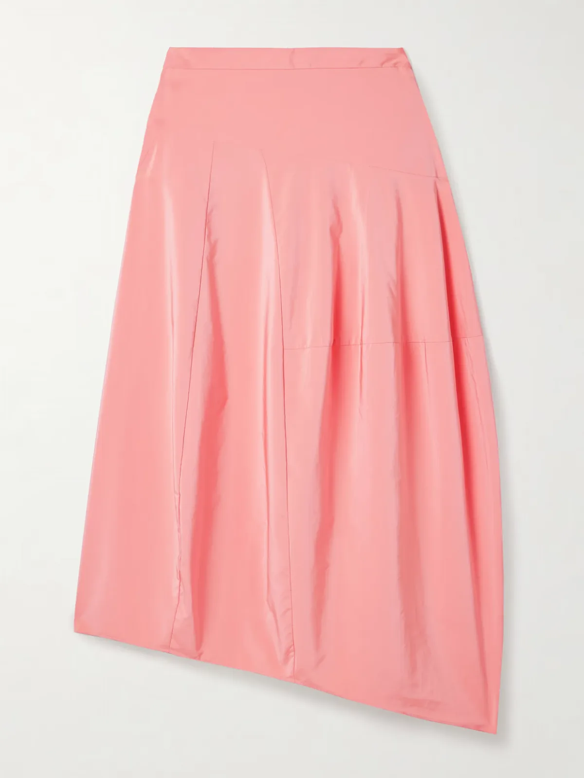 - Asymmetric Taffeta Midi Skirt -