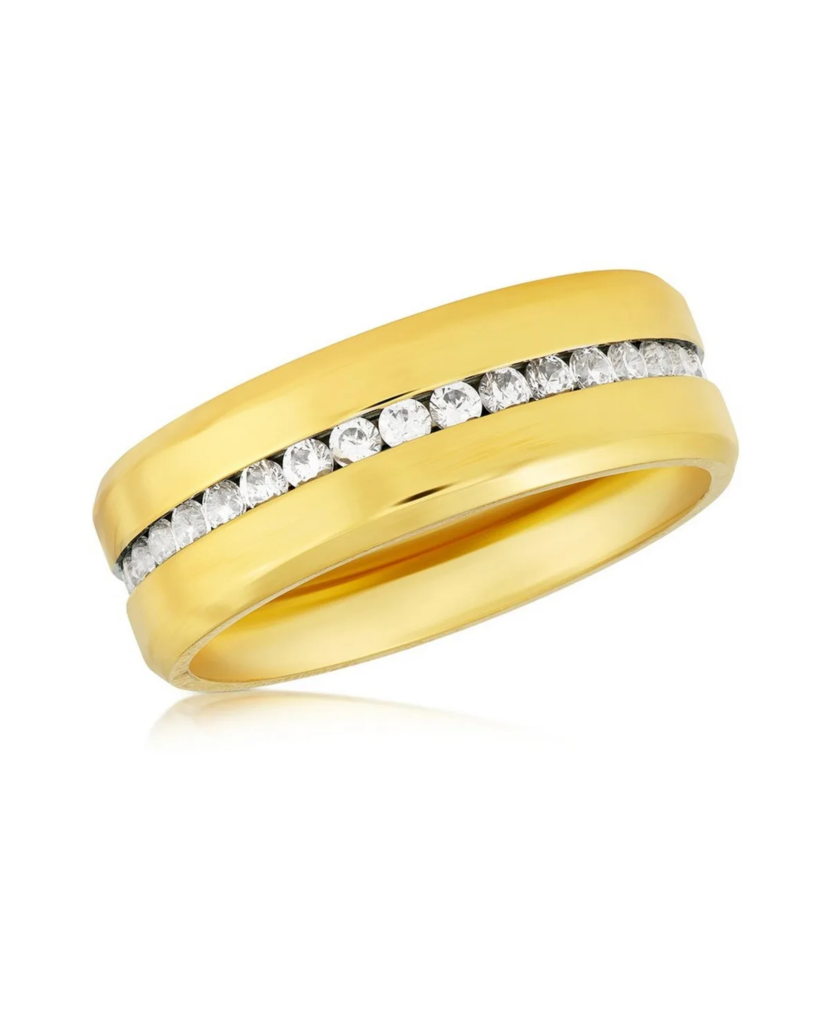 Gold-Tone Stainless Steel Cubic Zirconia Ring by Metallo