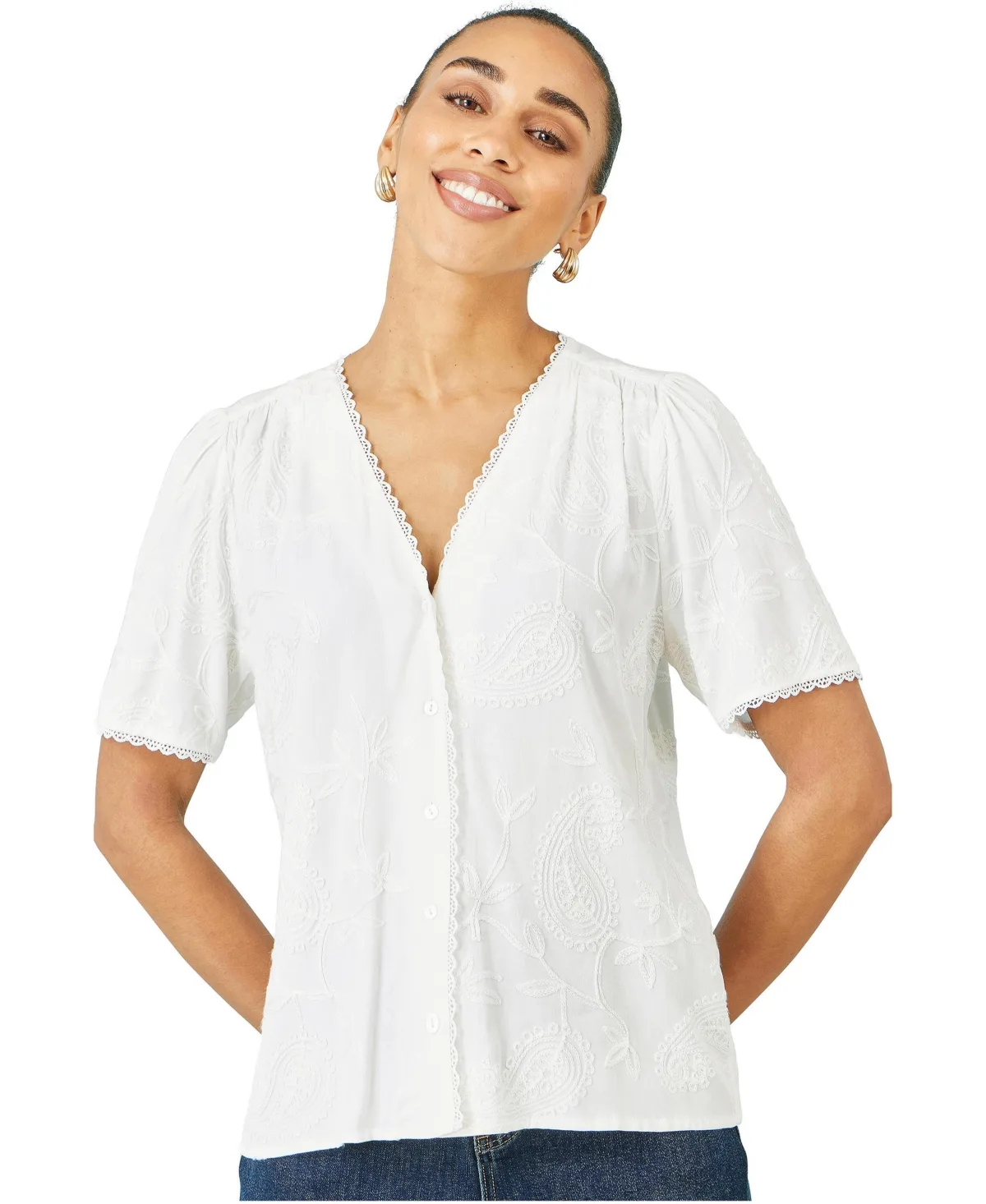 Paisley Viscose Embroidered Shirt