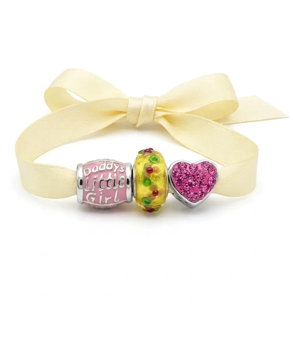 Love You Daddy's Girl Word Charm Pink Bead Set Glass.925 Sterling Silver by Bling Jewelry
