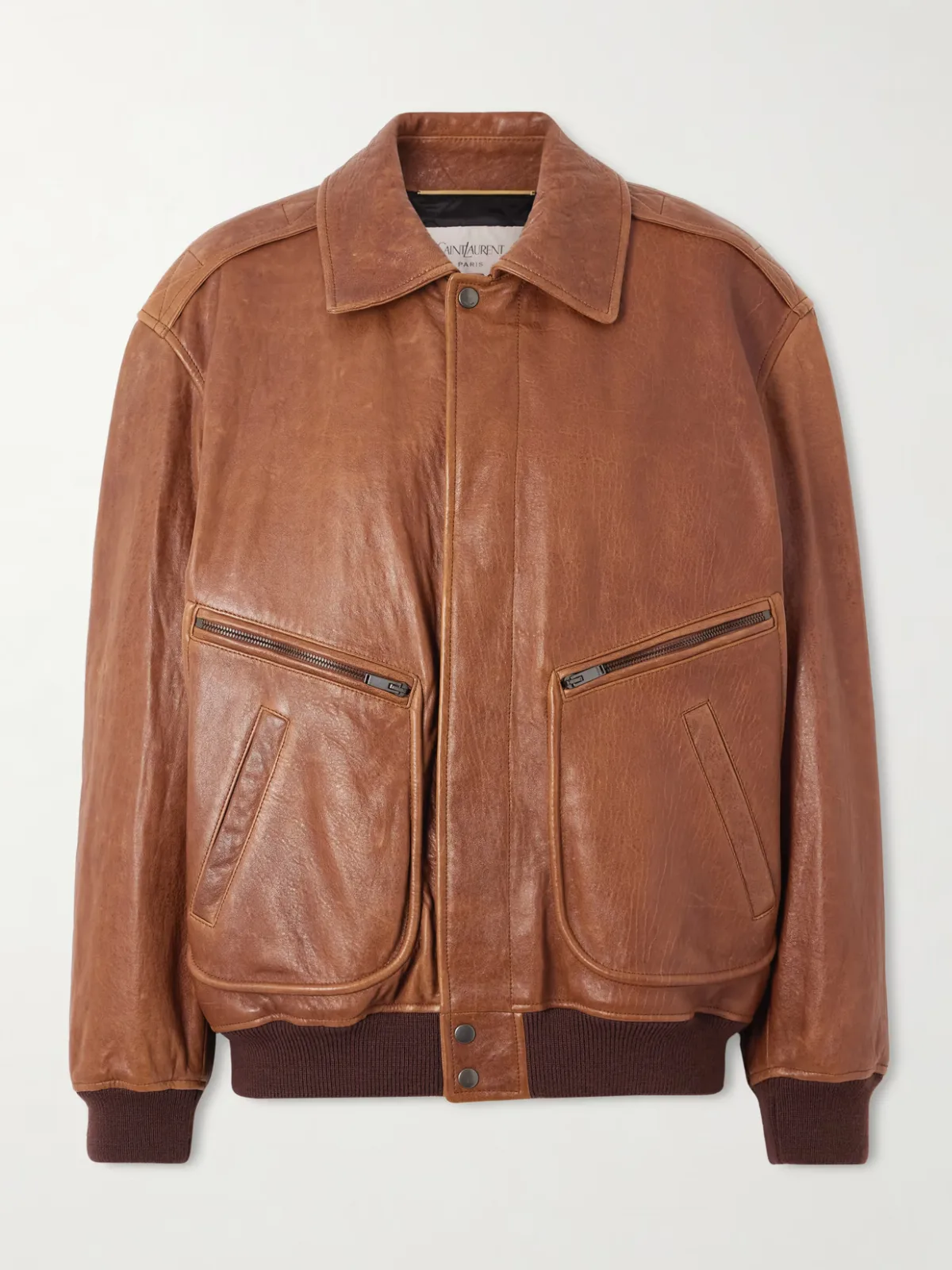- Leather Bomber Jacket -