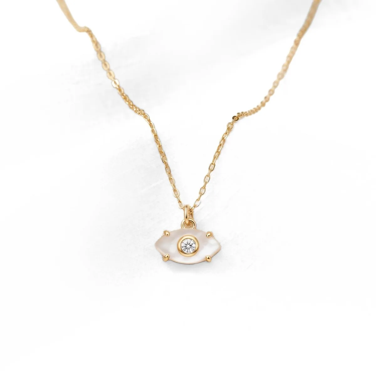 Etoielle Evil Eye Necklace in Enamel and Cz Gold Over Silver 18 Inches Adjustable by Etoielle