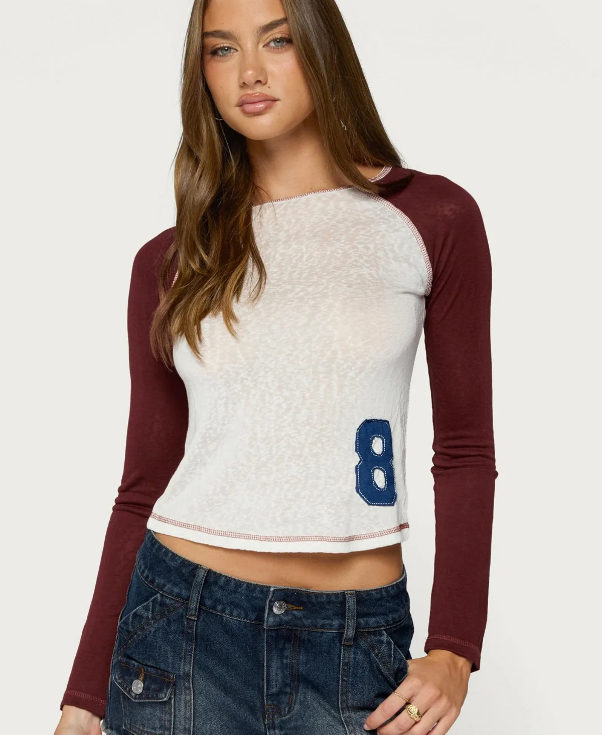 Julika Colorblock Cropped Long-Sleeve Top