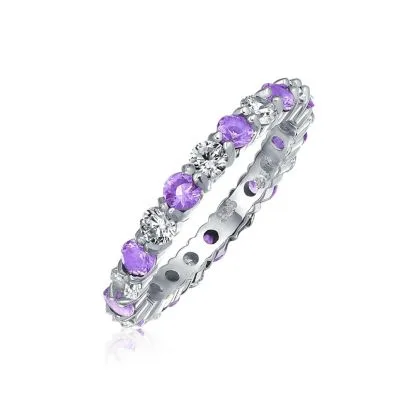 Alternating Two Tone Cubic Zirconia Stackable CZ Eternity Cocktail Statement Ring.925 Sterling Silver by Bling Jewelry