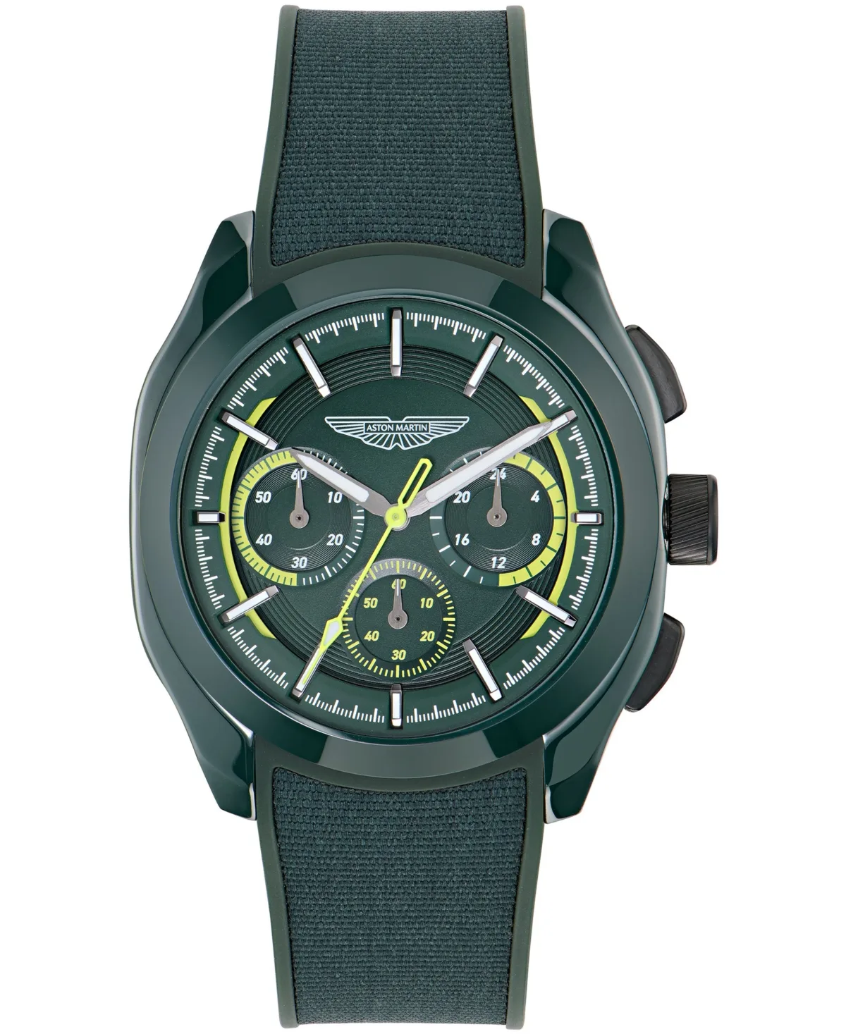 Quartz Three-Hand Round Green Silicone Strap Watch 42mm by Aston Martin