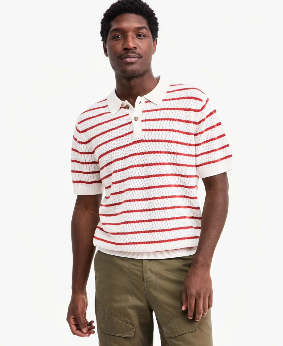 Martin Stripe Short-Sleeve Camp-Collar Polo Shirt by Sun  Stone