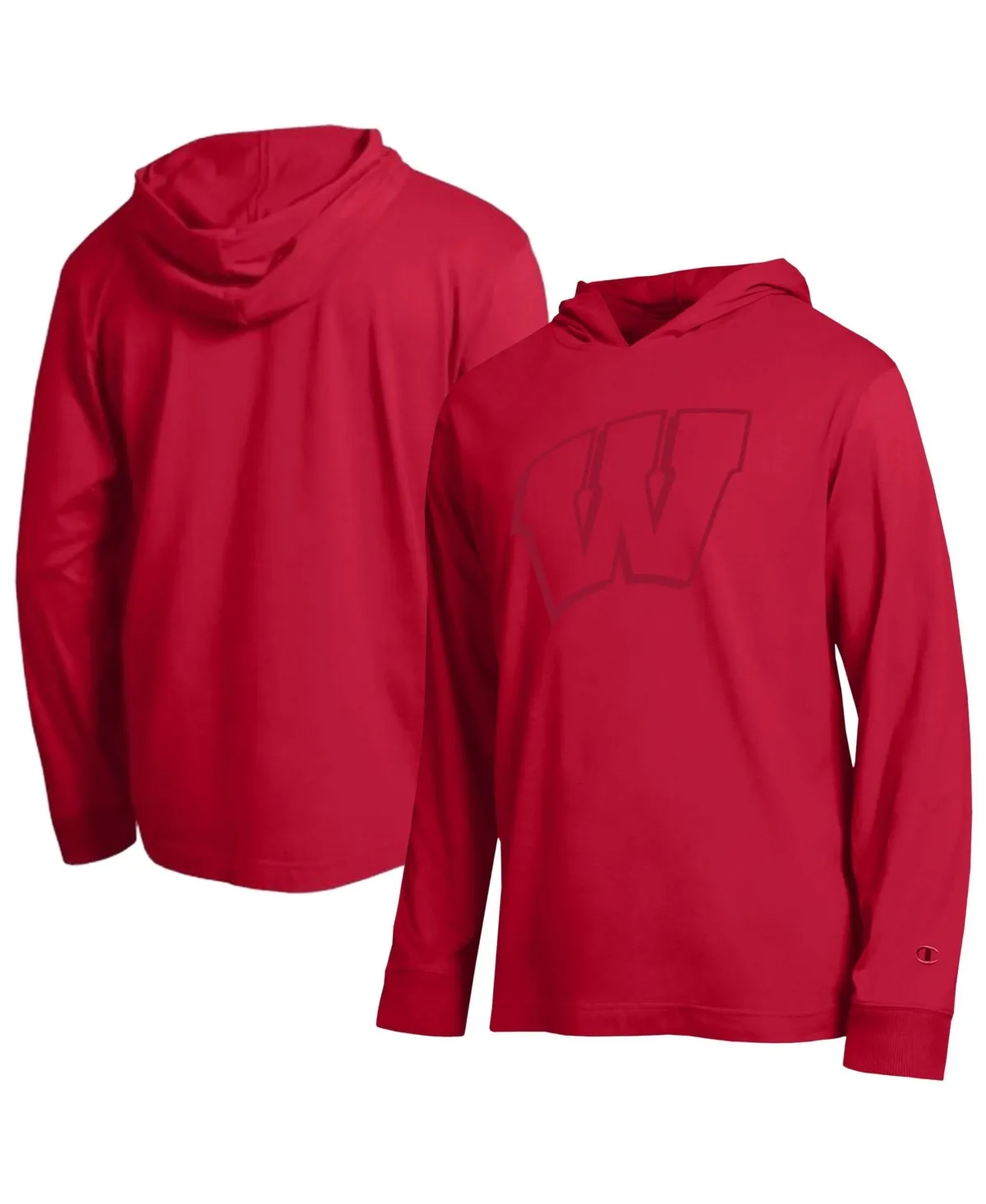 Wisconsin Badgers Tonal All-Star Graphic Dropped-Shoulders Long Sleeve Hooded Sweatshirt by Champion