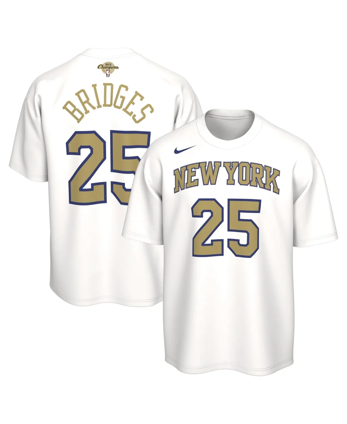 Mikal Bridges New York Knicks 2026 Trophy Banner Name & Number T-Shirt by Nike