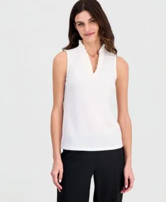 Sleeveless Ruffled Neck Top by Anne Klein