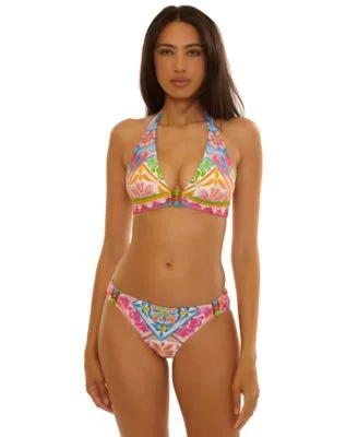 Mijas Mira Halter Swim Top Printed Hipster Swim Bottoms by Becca