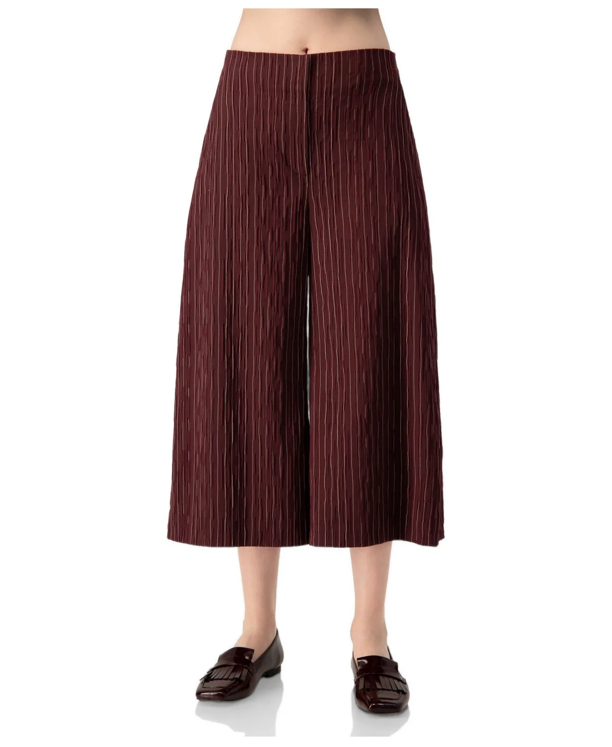 High-Waisted Pinstripe Culotte Pants by Ivonne