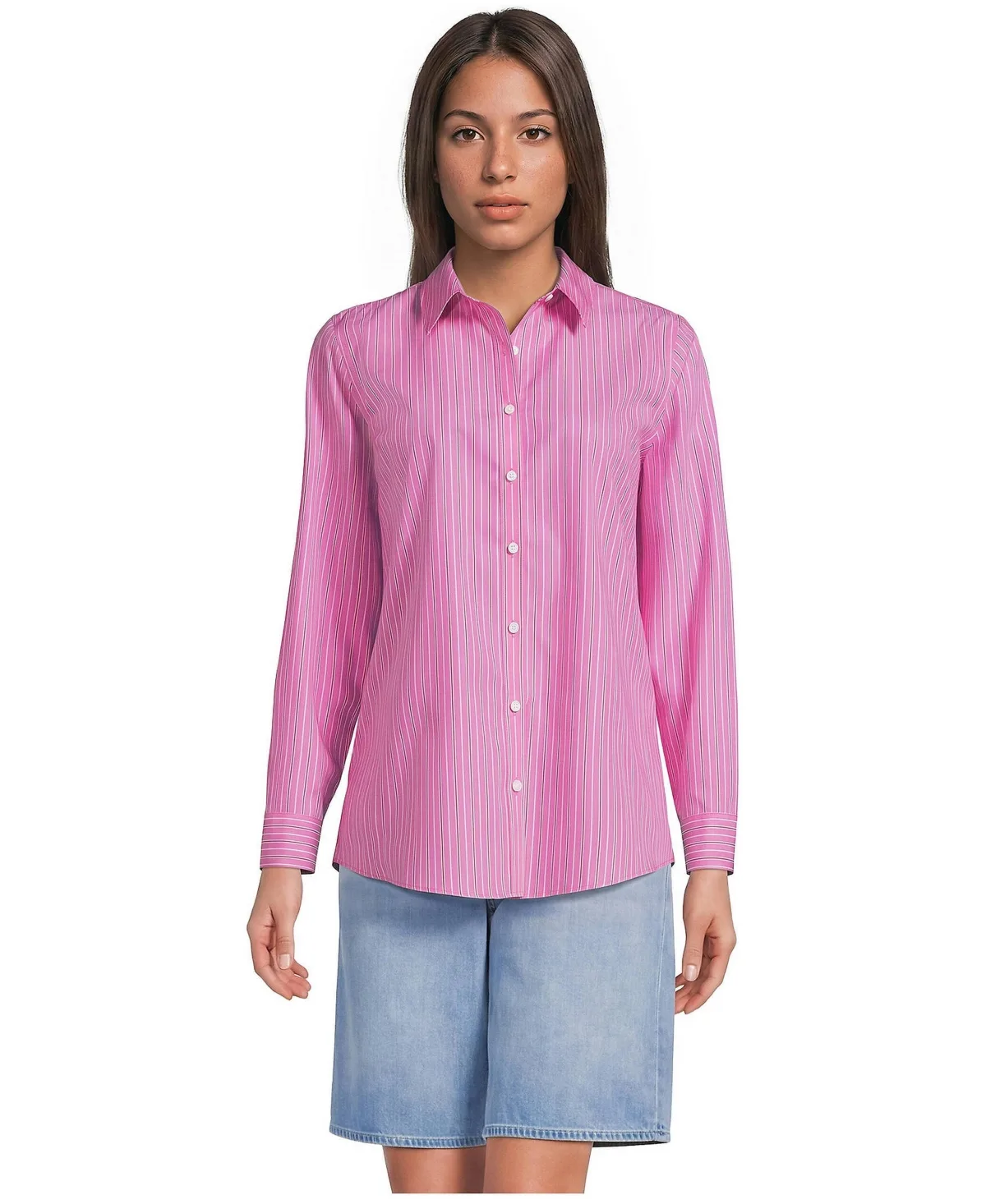 No Iron Button Front Shirt by Lands' End