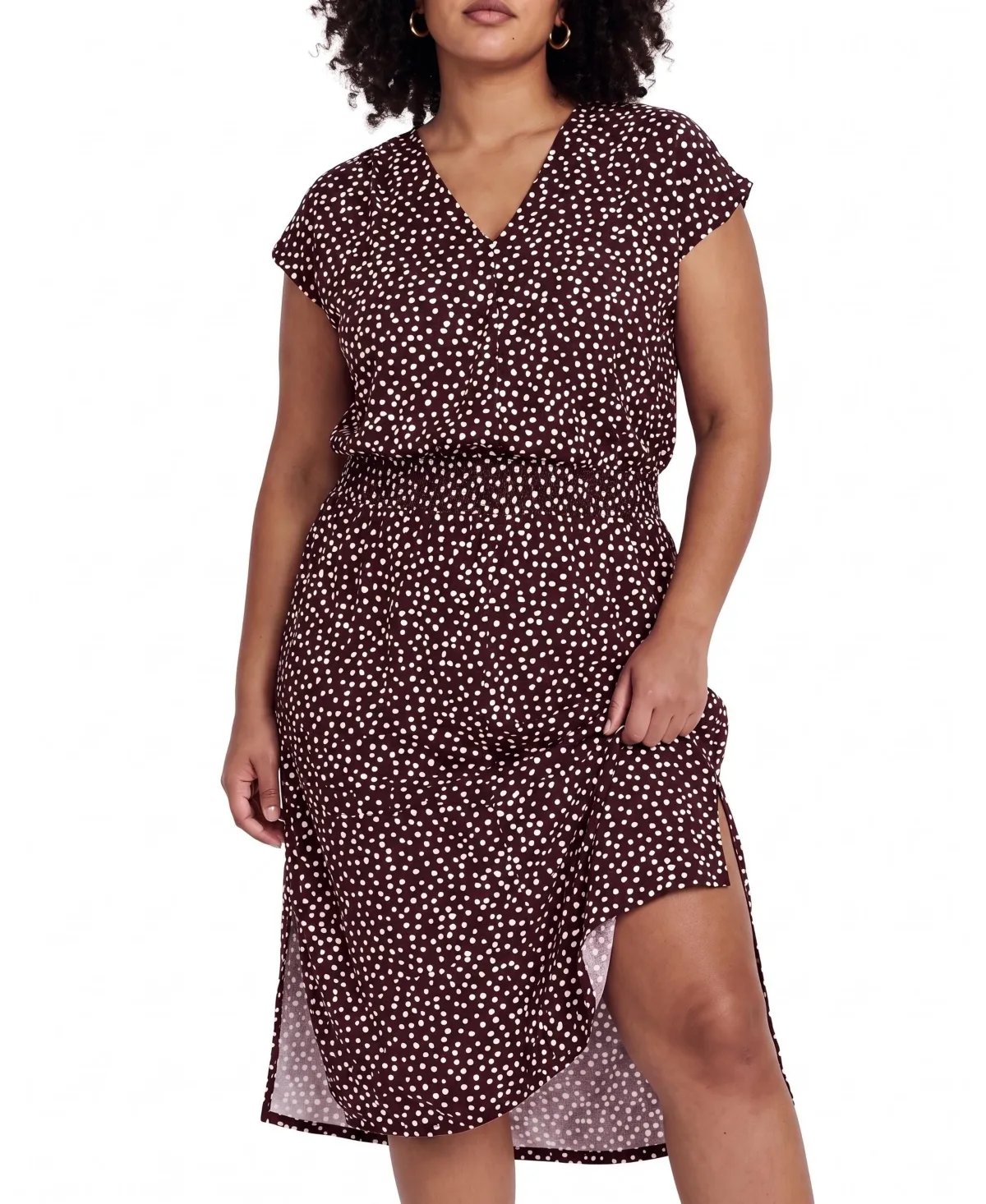Tish Divine V-Neck Short-Sleeve Polka Dot Midi Dress by Universal Standard