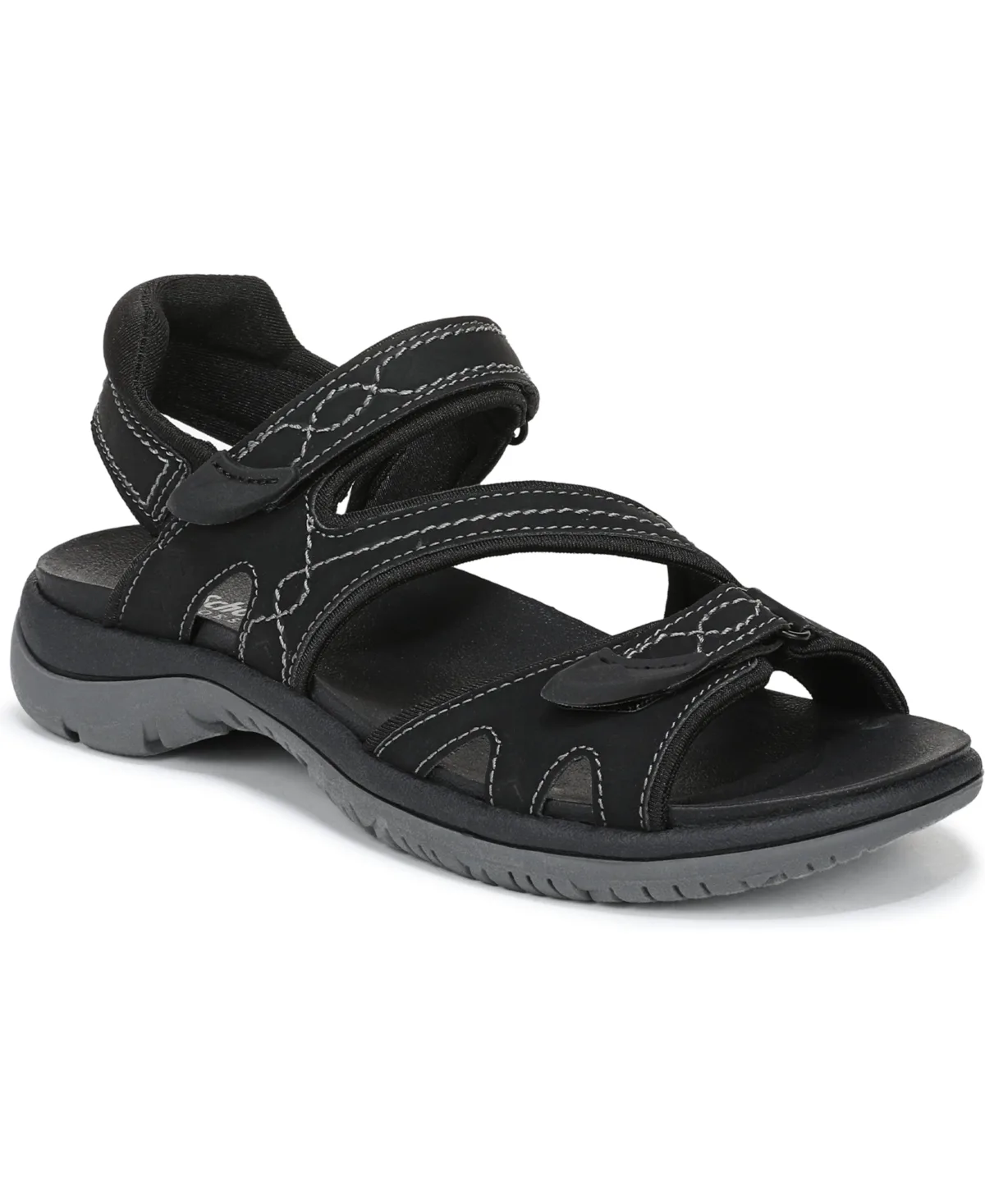 Adelle Ankle Strap Sandals - Black Faux Nubuck by Dr Scholl's