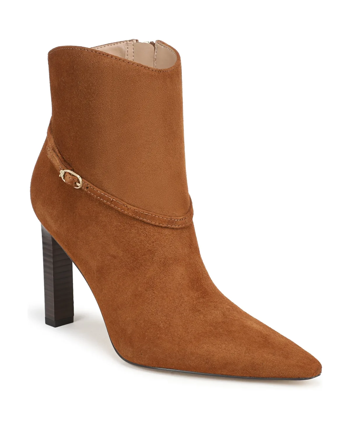Cambri Stiletto Pointed Toe Ankle Booties - Honey Bourbon Suede by Sam Edelman