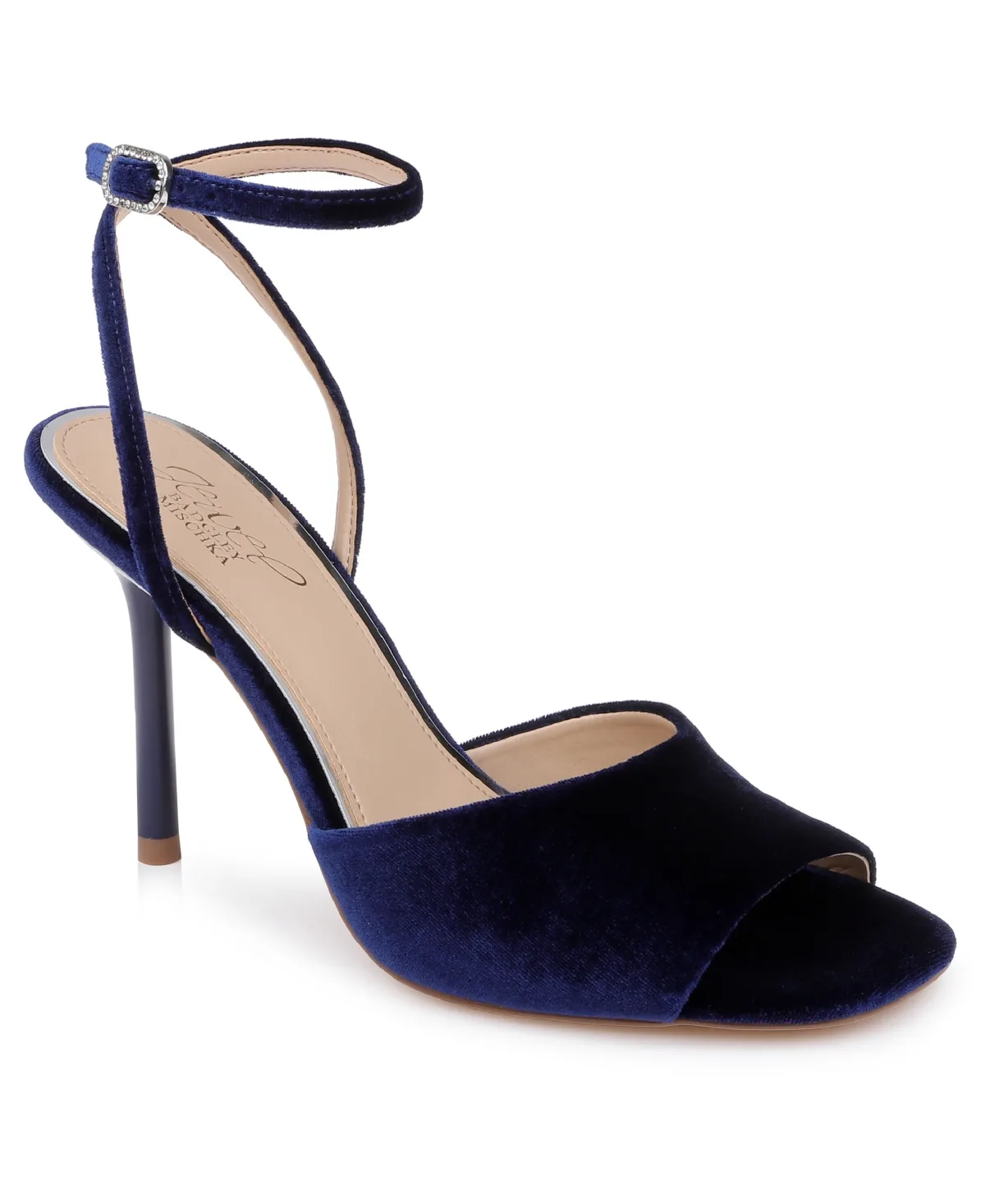 Jewel Badgley Mischka Babe Ankle Strap Stiletto Sandals - Navy Velvet by Badgley Mischka