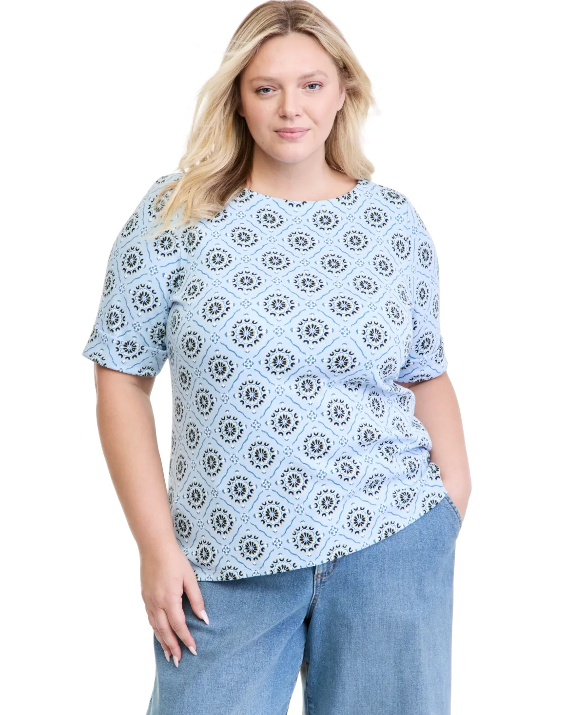 Printed Elbow-Length T-Shirt by Style & Co
