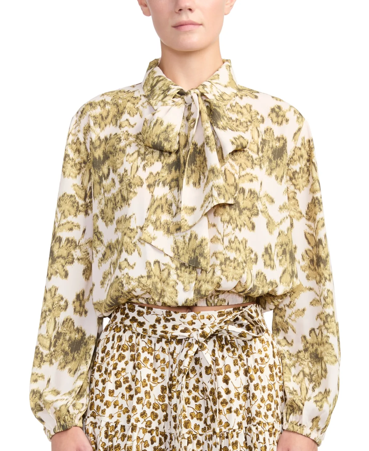 Emily Tie-Neck Long-Sleeve Relaxed-Fit Blouse