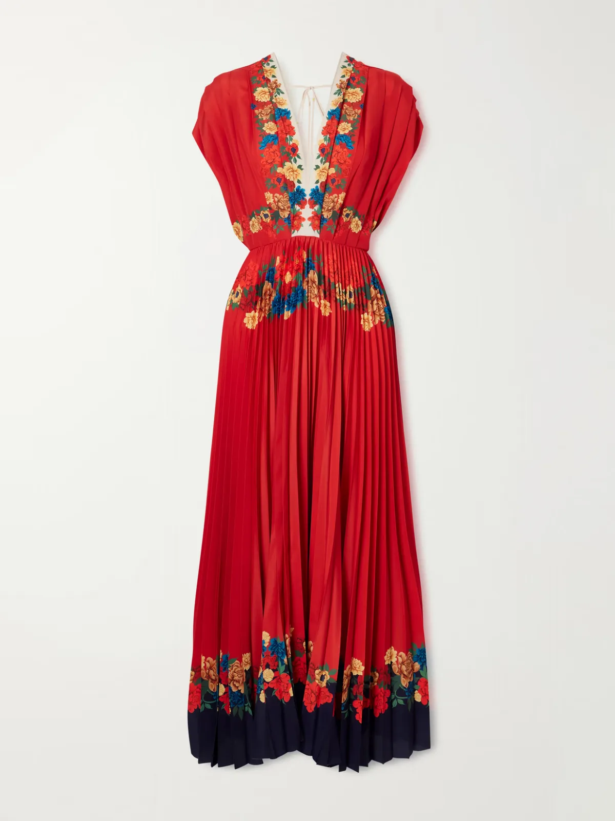 - Accordion Pleated Floral-print Crepe De Chine Maxi Dress -