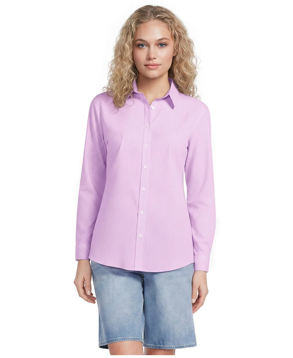 No Iron Button Front Shirt by Lands' End