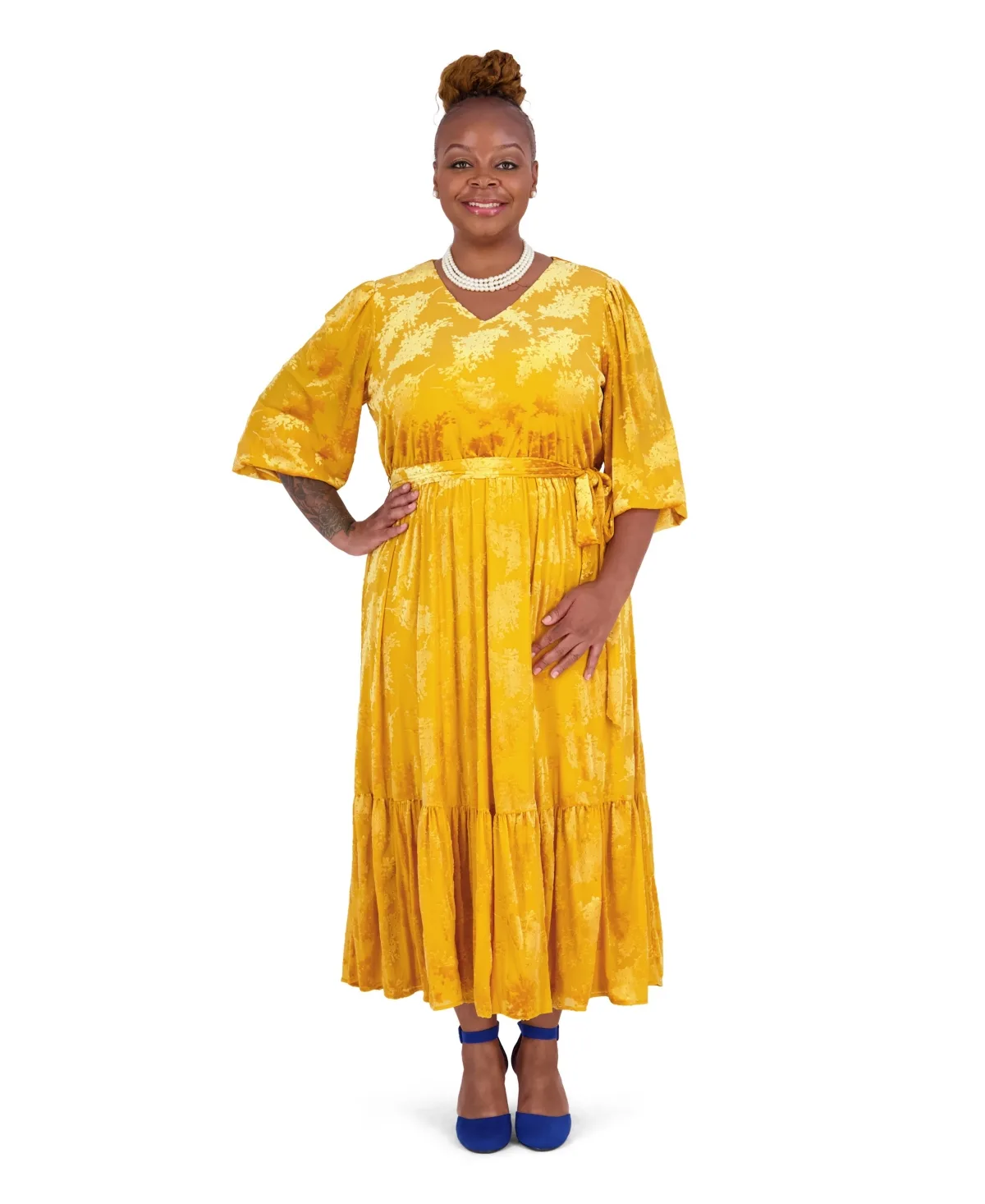 Floral-Print 3/4-Balloon Sleeve Wrap Dress by Kasper