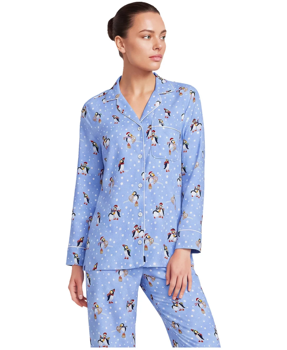 Long Sleeve Print Flannel Pajama Top by Lands' End