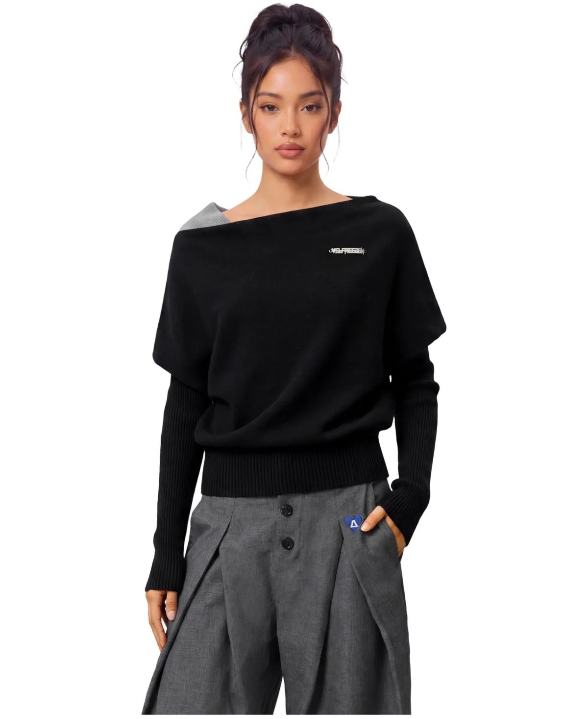 Off-The-Shoulder Layered Sweater by Aelfric Eden