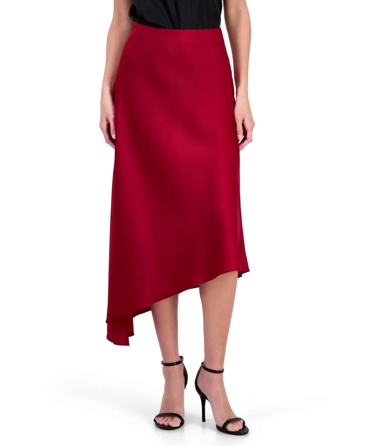 Asymmetrical Midi Satin Skirt by Anne Klein