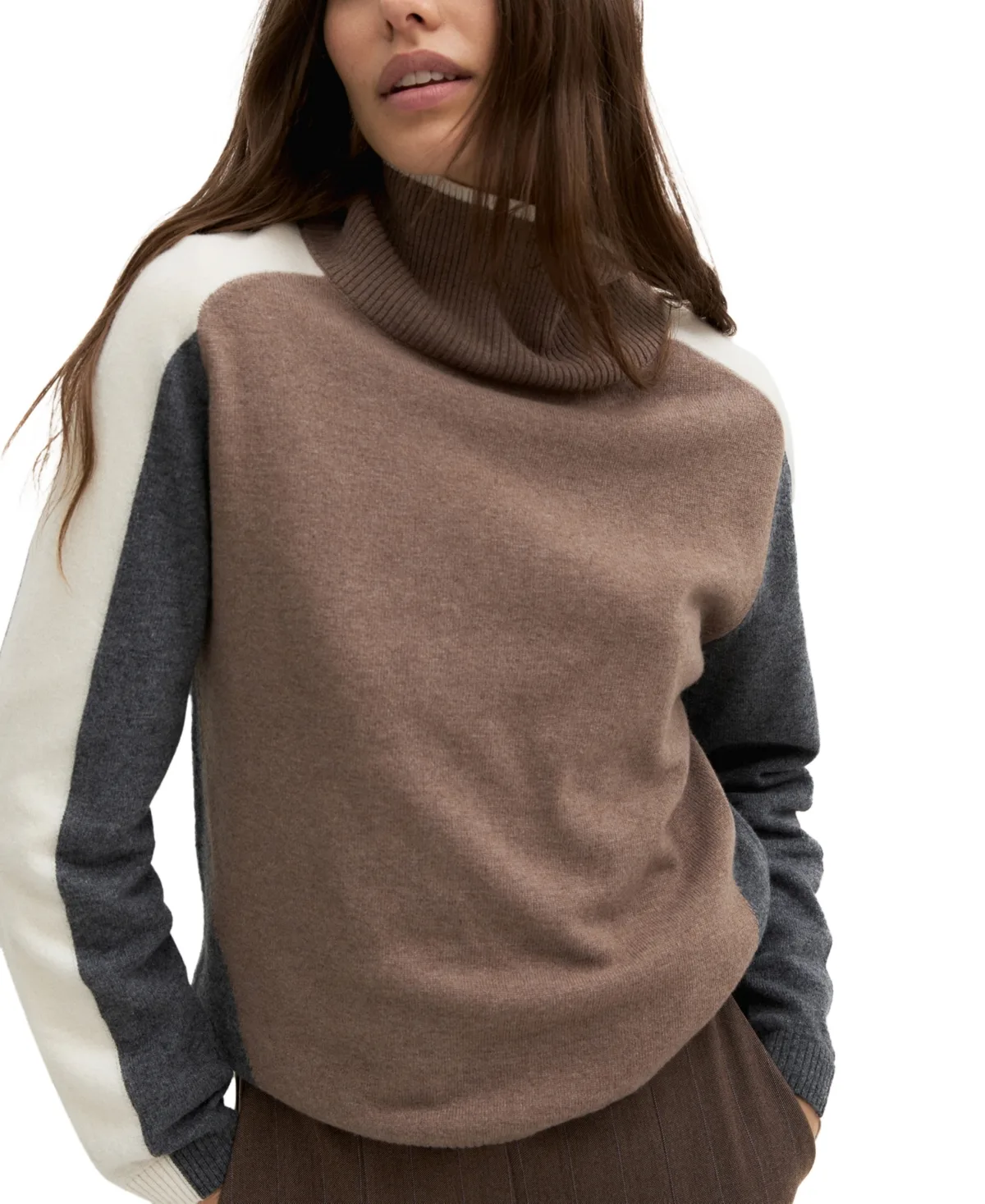 Wool and Cashmere Colorblock Long-Sleeve Turtleneck Sweater by Emme Marella
