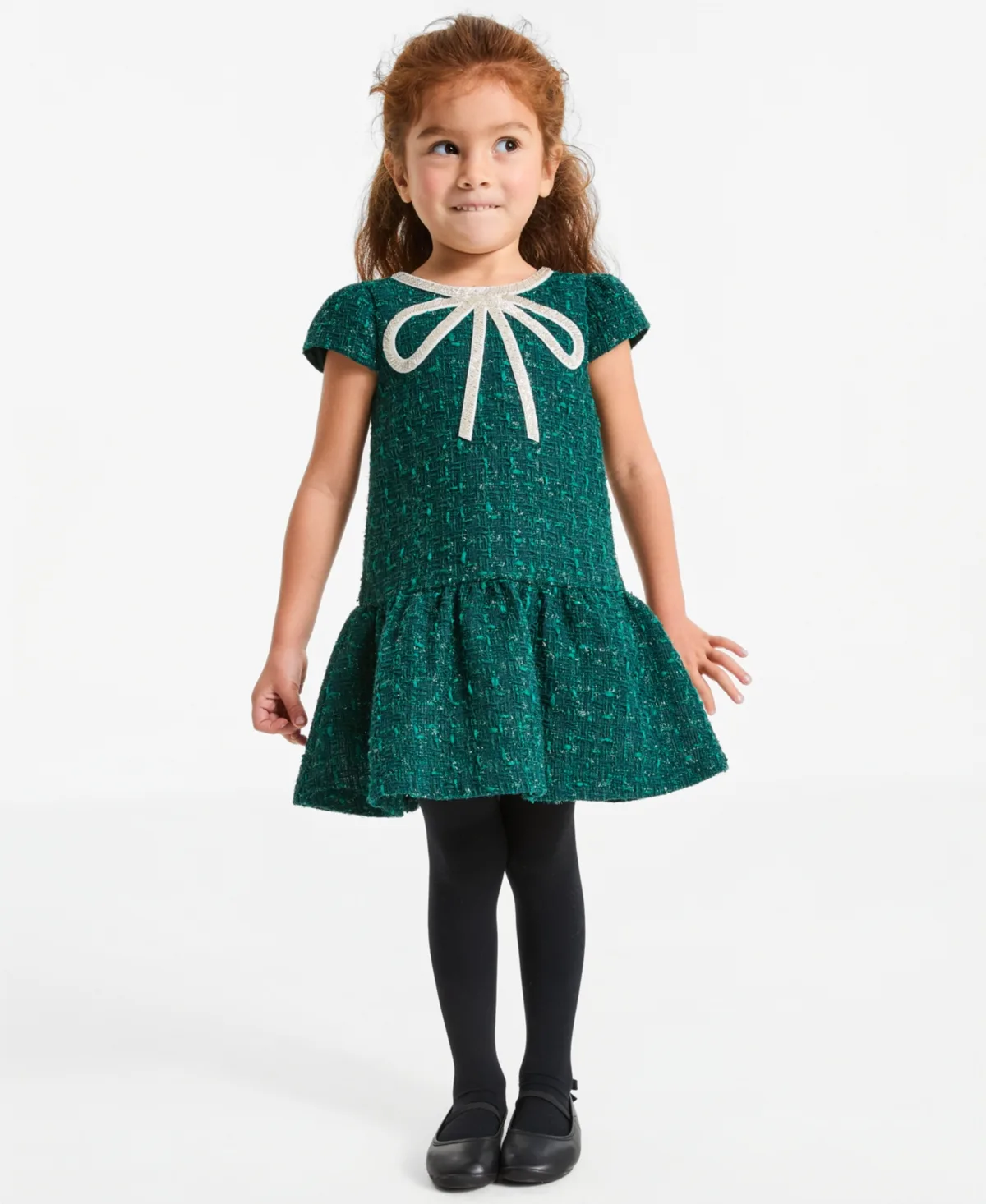 Boucle A-Line Short-Sleeve Dress by Blueberi Boulevard
