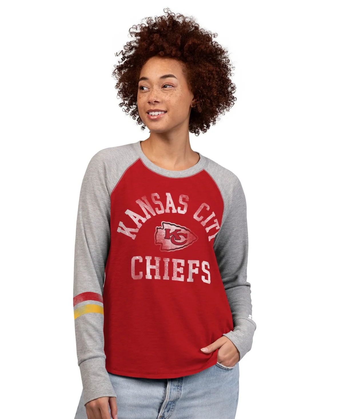 Kansas City Chiefs Waffle-Knit Raglan Long Sleeve T-Shirt by Starter