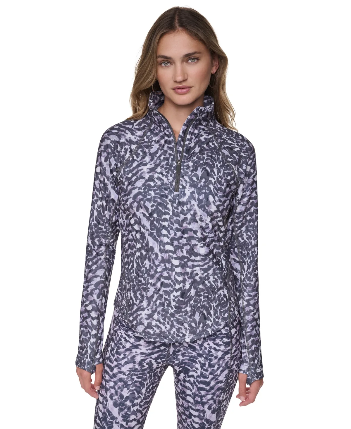 Sport Half Zip Funnel Neck Pullover with Back Zipper Pocket by DKNY