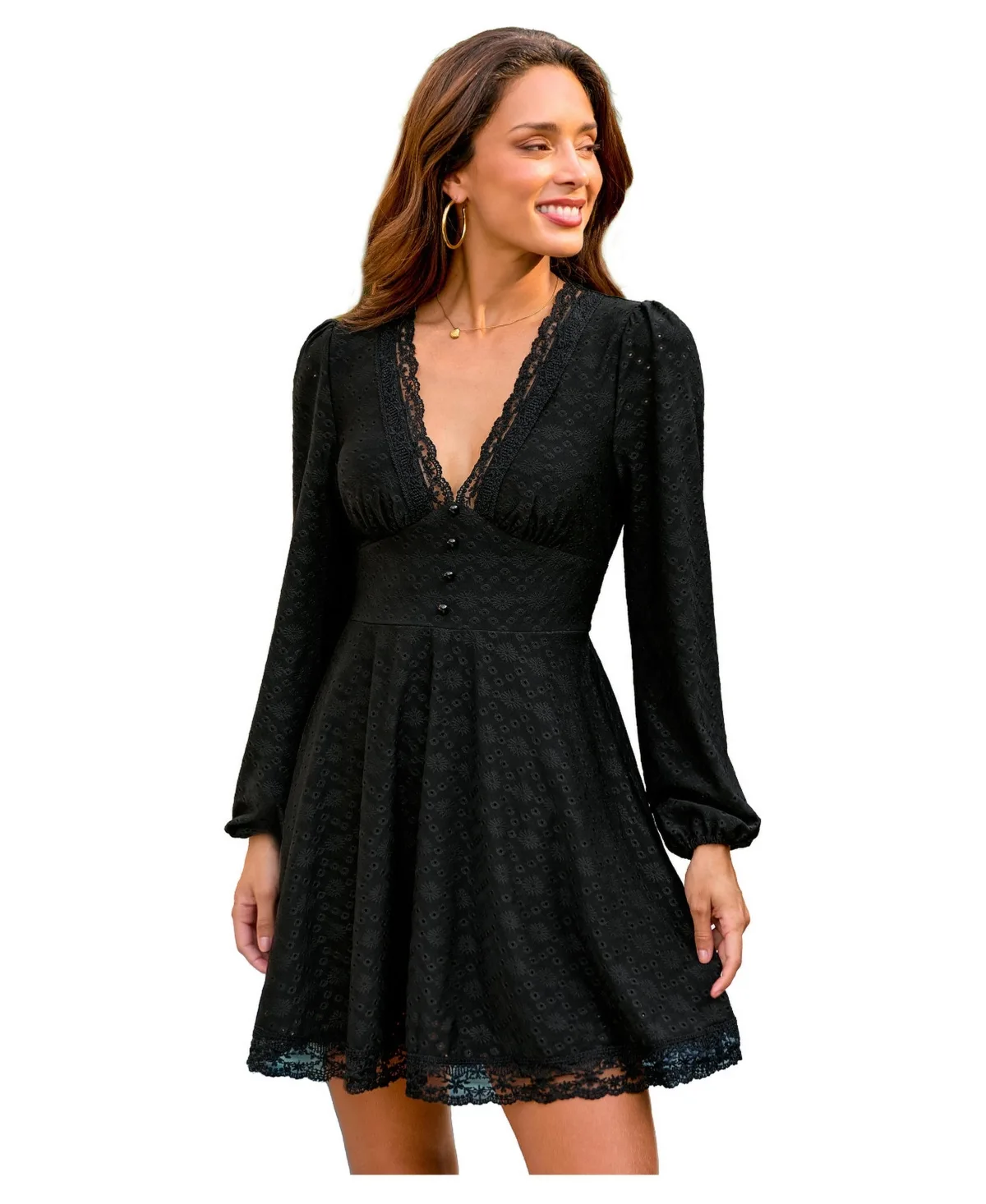 Signature Look Long-Sleeve Fit & Flare Mini Dress by Cupshe