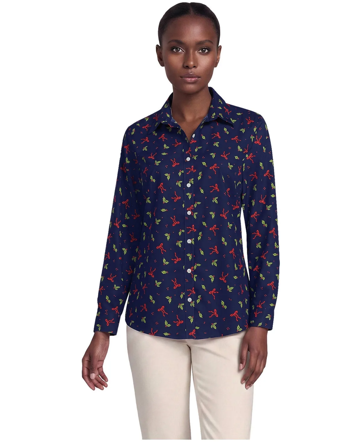 No Iron Button Front Shirt by Lands' End